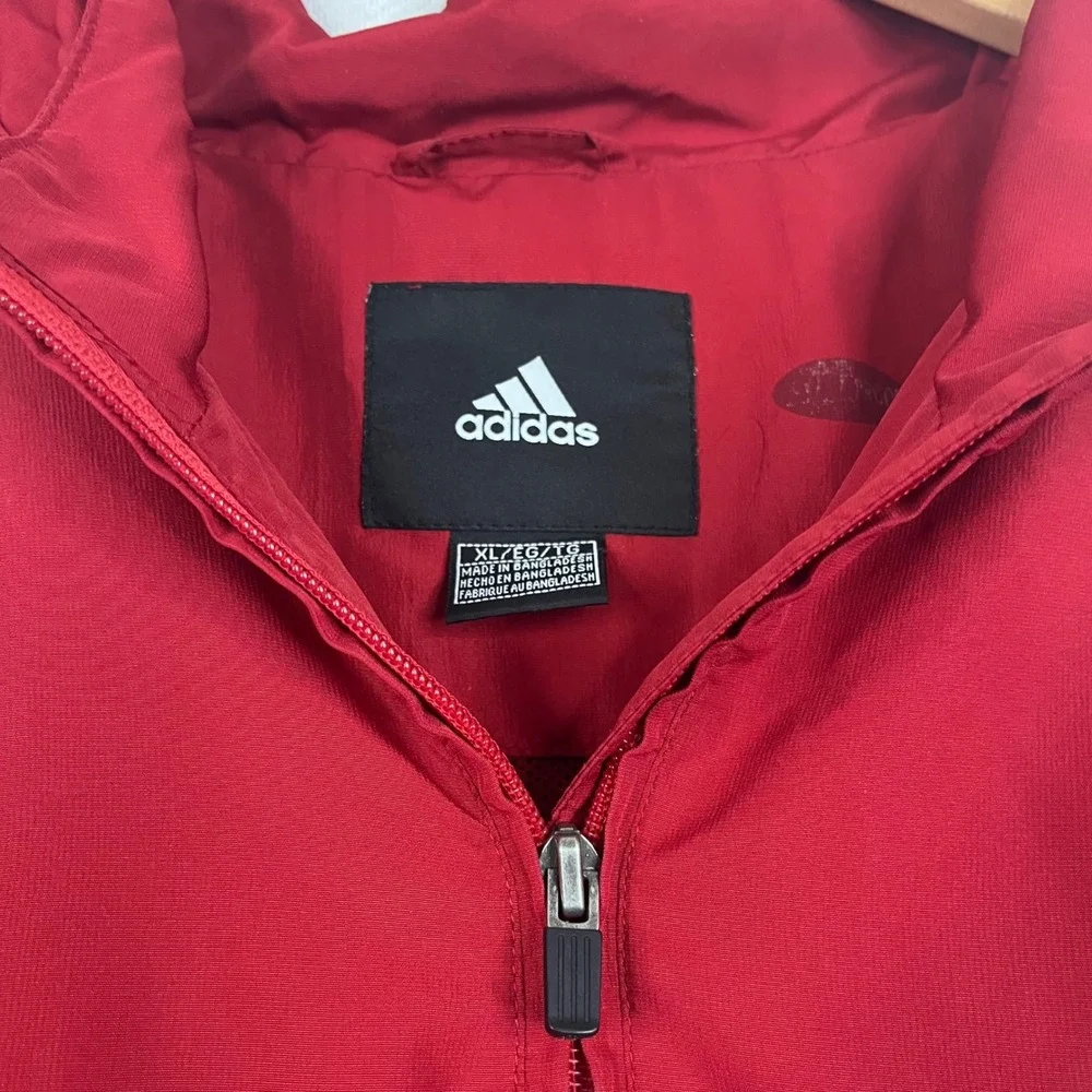 Adidas Arkansas Razorbacks Football Quarter Zip Windbreaker Jacket Mens XL Red